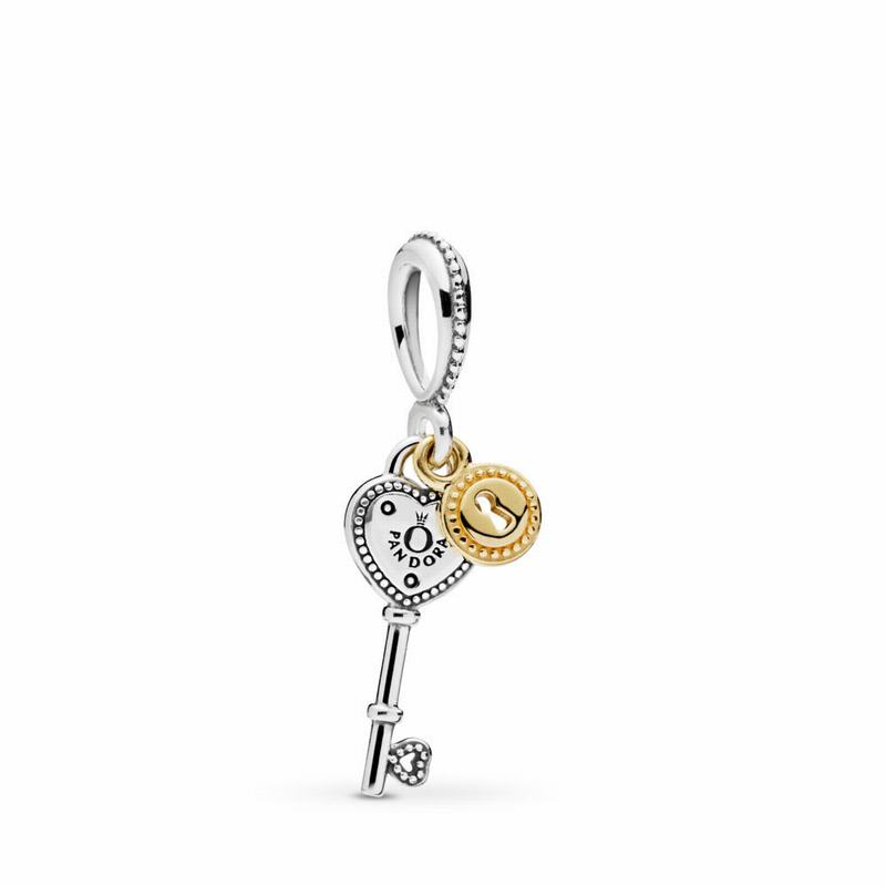 Pandora Key to My Heart Dangle Charm Clearance NZ, Two Tone (761409-JMZ)